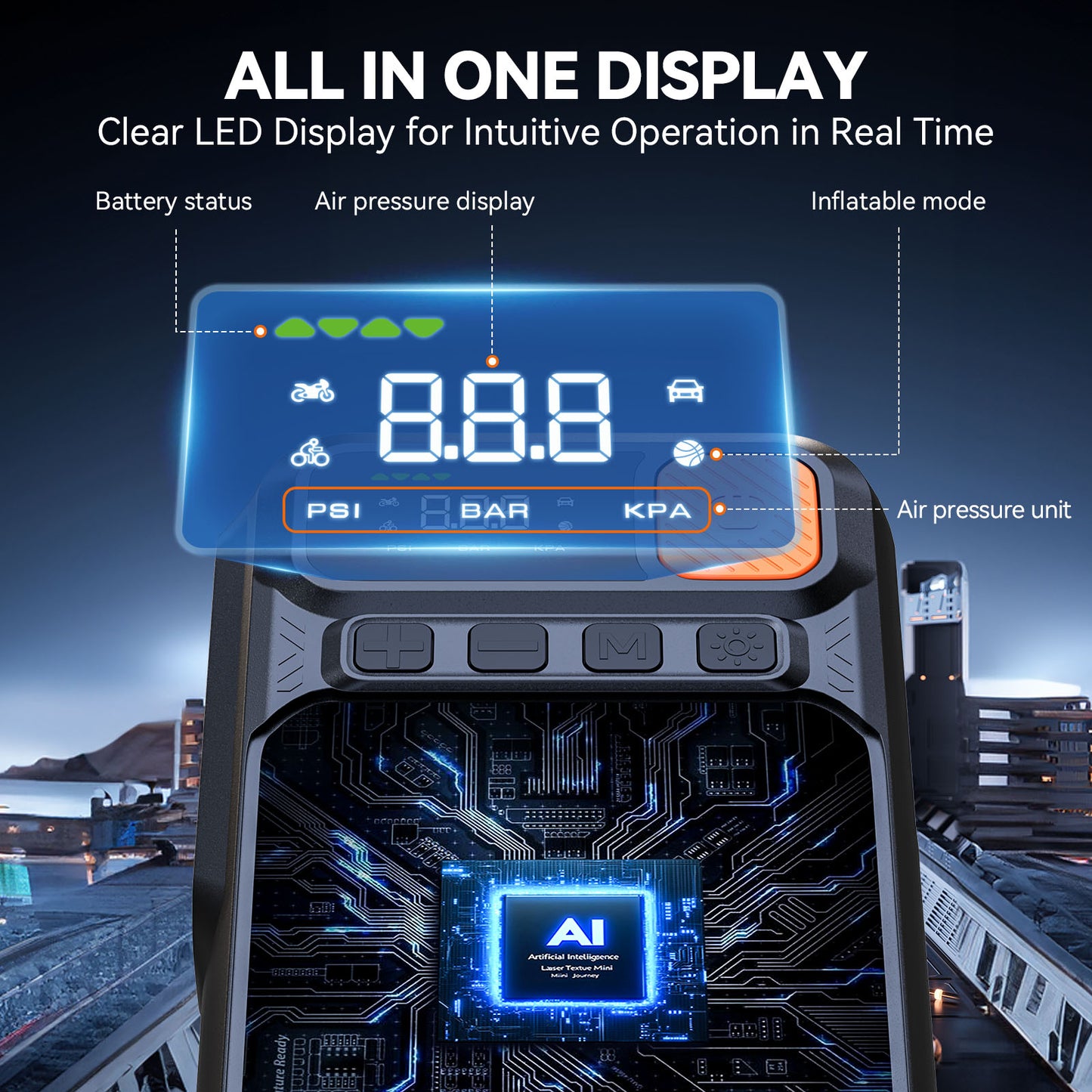 B29L 10 in 1 Car Jump Starter with Air Compressor, 3500A 150PSI Jump Box Battery Pack(8.0 Gas/6.0L Diesel), Portable 12V Jump Box with Cordless Auto-Shutoff Tire Inflator, USB Ports, LCD Display