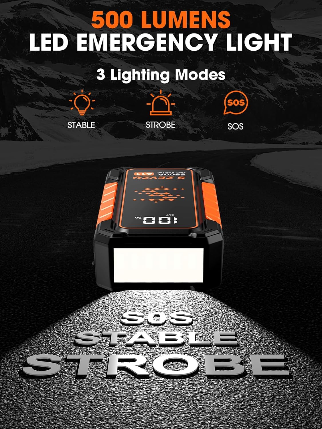 A11 5500A Car Battery Jump Starter, 88.8Wh Battery Jumper Starter Portable (All Gas & 10.0L Diesel Engines) 12V Lithium Jump Box with LCD Display, 3 Modes Flashlight, USB Quick Charge and Case