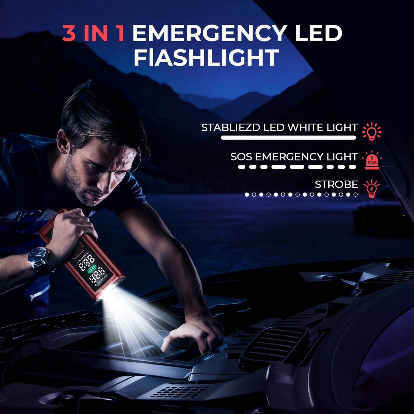 S ZEVZO Car Jump Starter with Air Compressor, 4000A 150PSI Jump Box Battery Pack(6.0 Gas/4.0L Diesel), Portable 12V Jump Box with Auto-Shutoff Tire Inflator, USB Ports, LCD Display & LED Light