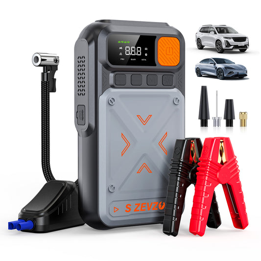 B29L 10 in 1 Car Jump Starter with Air Compressor, 3500A 150PSI Jump Box Battery Pack(8.0 Gas/6.0L Diesel), Portable 12V Jump Box with Cordless Auto-Shutoff Tire Inflator, USB Ports, LCD Display